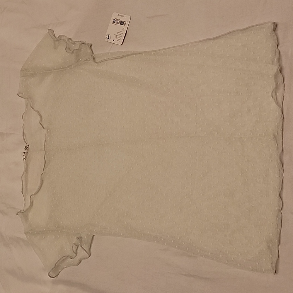 NWT Free People On the Dot Mesh BabyTee -Lightest Sky